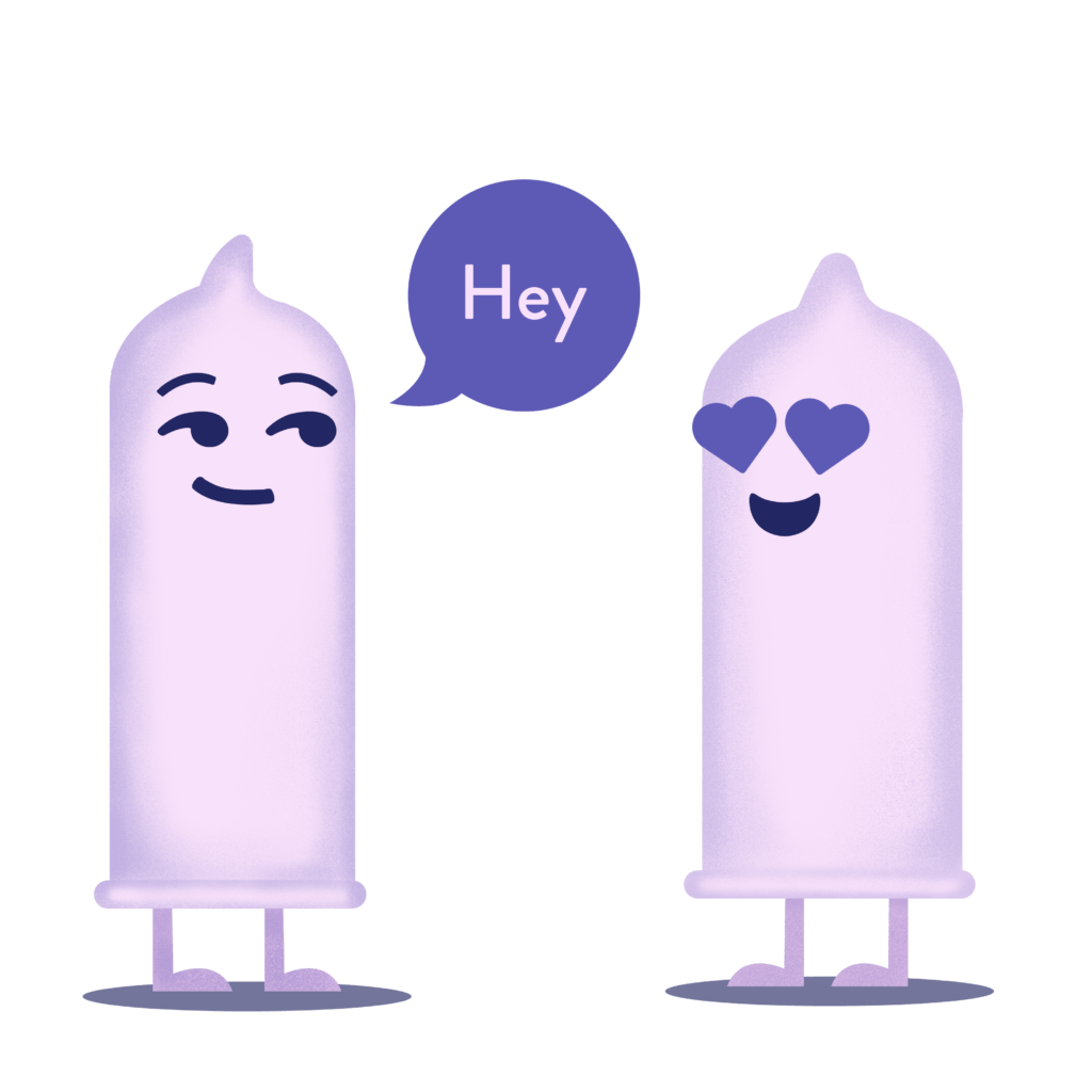 Two Pink Condoms saying hi to each other